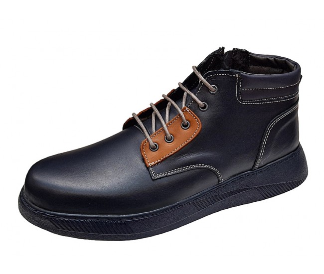 Ghete barbati din piele naturala imblanite, bleumarin, Marimea 43,  LGKR36BL