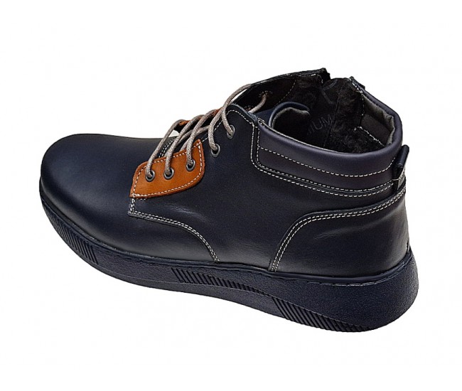 Ghete barbati din piele naturala imblanite, bleumarin, Marimea 43,  LGKR36BL