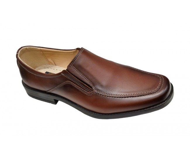 Marimea 44 Pantofi barbati casual maro din piele naturala fara siret LGKR48M