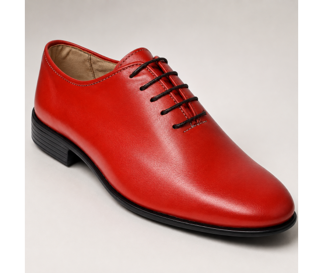 Marimea 42 Pantofi barbati rosii eleganți din piele naturală cu șiret LGKR51R
