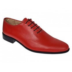 Marimea 42 Pantofi barbati rosii eleganți din piele naturală cu șiret LGKR51R