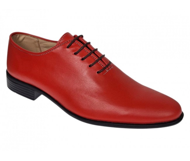 Marimea 42 Pantofi barbati rosii eleganți din piele naturală cu șiret LGKR51R