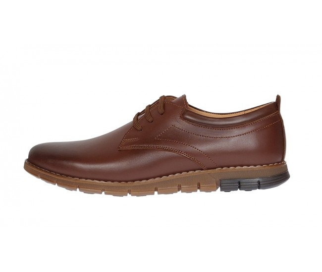 Marimea 41 Pantofi barbati sport din piele naturala maro cu siret GKR57M