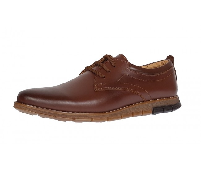 Marimea 41 Pantofi barbati sport din piele naturala maro cu siret GKR57M