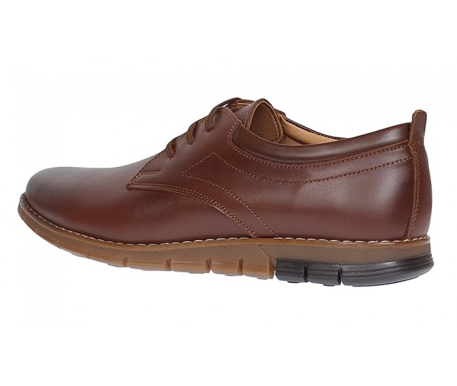 Marimea 41 Pantofi barbati sport din piele naturala maro cu siret GKR57M