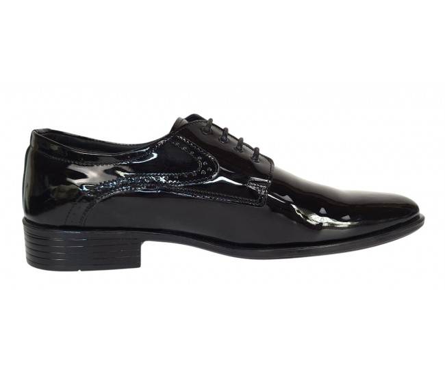 Pantofi barbati eleganti din piele naturala – Negru Lac Marimea 39