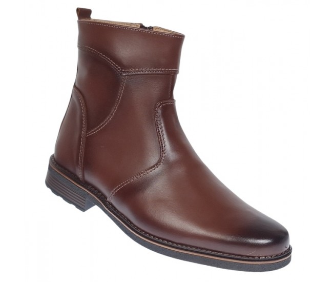 Oferta Marimea 44 Ghete barbati din piele naturala cu fermoar imblanite Maro LGKR714M