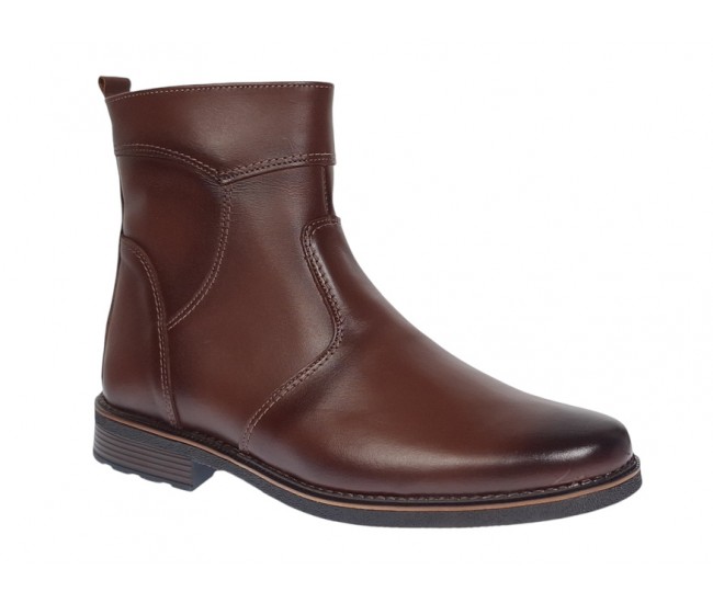 Oferta Marimea 44 Ghete barbati din piele naturala cu fermoar imblanite Maro LGKR714M