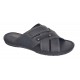 Papuci barbati din piele naturala de culoare Gri inchis - LGKR74GRI Marimea 45