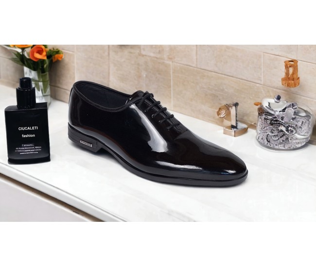 Oferat Pantofi barbati negri lacuiti eleganti din piele naturala LGKR98NL