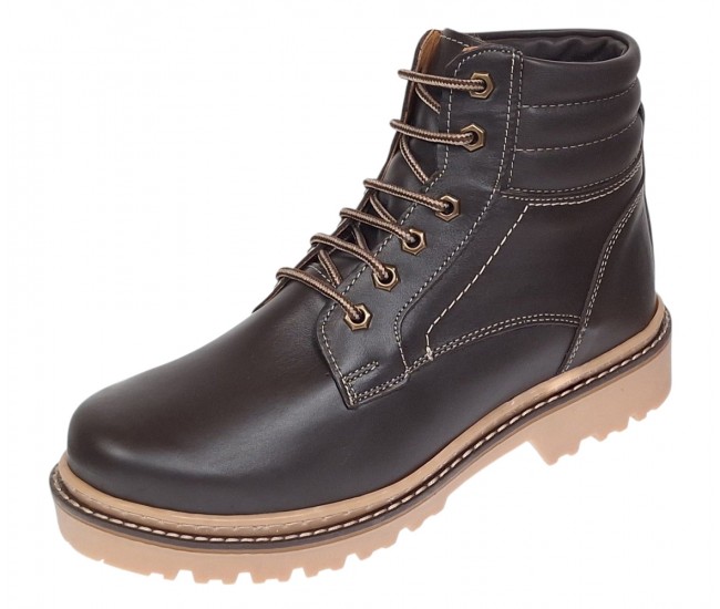 Oferta marimea 39 Bocanci barbati din piele naturala imblaniti model iarna Maro LK9