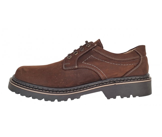 Marimea 43 Pantofi barbati din piele naturala maro bufu cu Defect (pete mici, vezi foto) - LMARK3MBF1