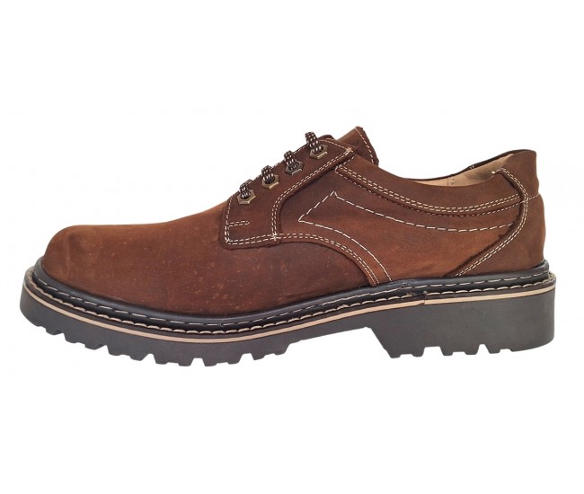 Marimea 43 Pantofi barbati din piele naturala maro bufu cu Defect (pete mici, vezi foto) - LMARK3MBF1