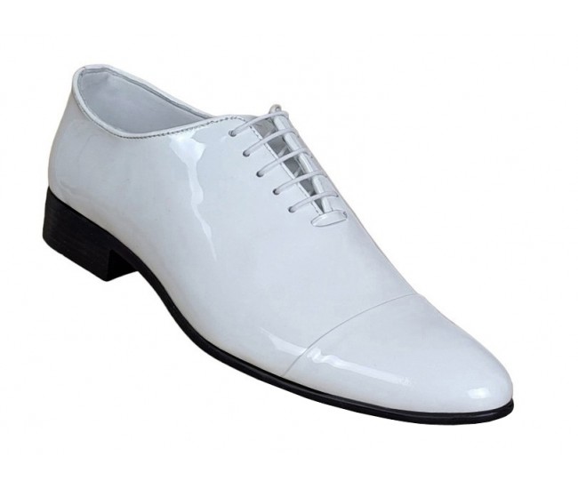 Oferta marimea 41 Pantofi barbati eleganti de ceremonie piele naturala Alb Lac LMOD1ALAC