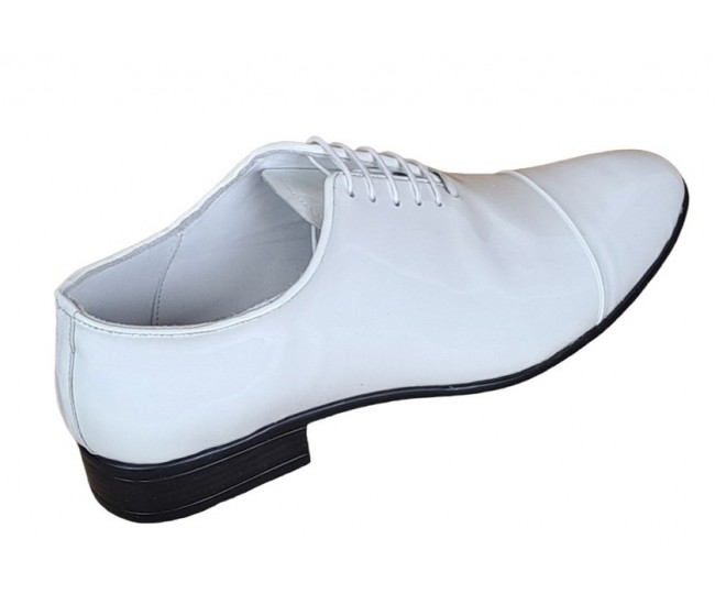 Oferta marimea 41 Pantofi barbati eleganti de ceremonie piele naturala Alb Lac LMOD1ALAC