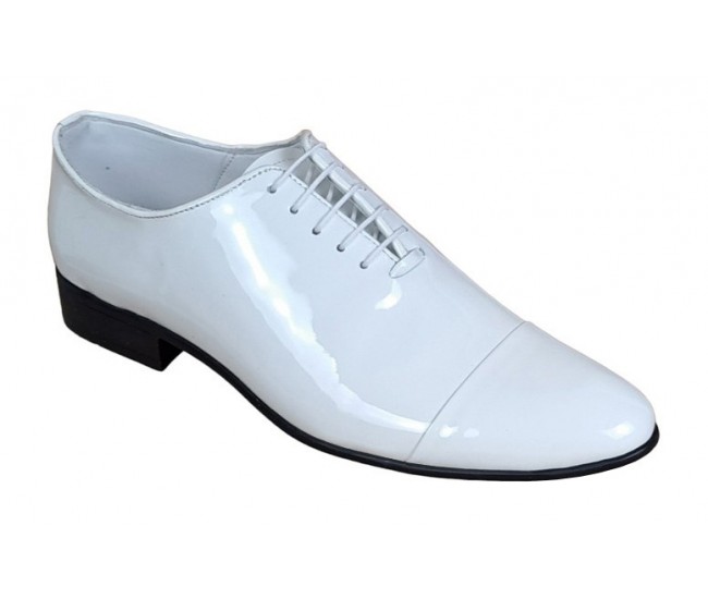 Oferta marimea 41 Pantofi barbati eleganti de ceremonie piele naturala Alb Lac LMOD1ALAC