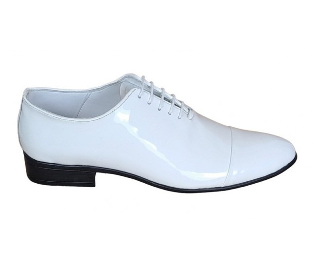 Oferta marimea 41 Pantofi barbati eleganti de ceremonie piele naturala Alb Lac LMOD1ALAC