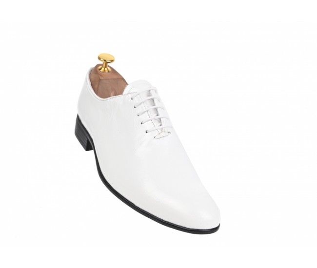 Oferta marimea  42 -  Pantofi barbati, albi,  eleganti, din piele naturala box - LMOD1ALBBOX