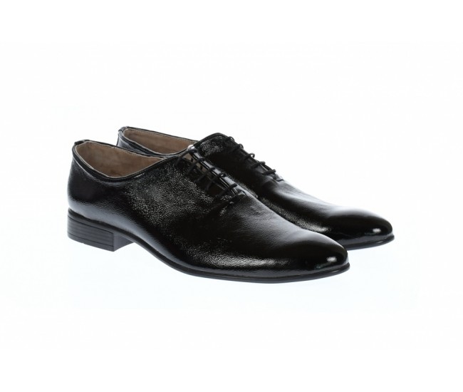 Oferta marimea 41, 44 - Pantofi  barbati eleganti negri, din piele naturala lacuita, LMOD1LACSIF