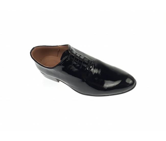 Oferta marimea 41 -Pantofi  barbati eleganti negri din piele naturala lacuita - LMOD1NLAC