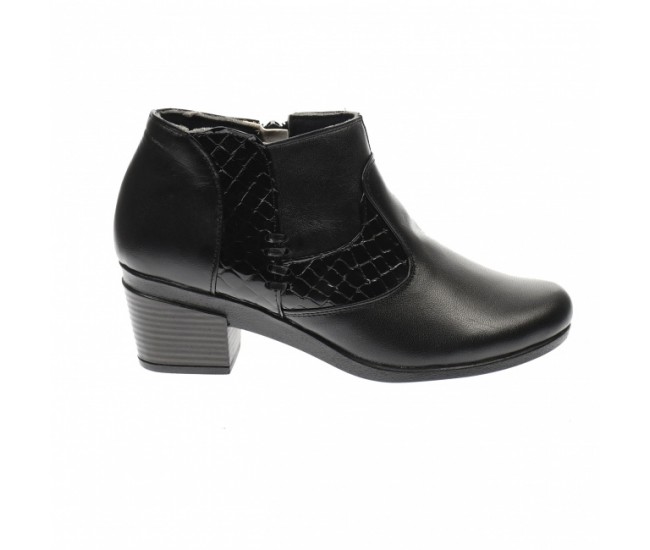 OFERTA marimea 38, 39, 41! Botine dama negre din piele naturala, cu fermoar, LMVS18BT
