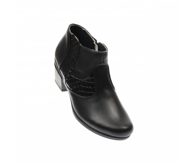 OFERTA marimea 38, 39, 41! Botine dama negre din piele naturala, cu fermoar, LMVS18BT