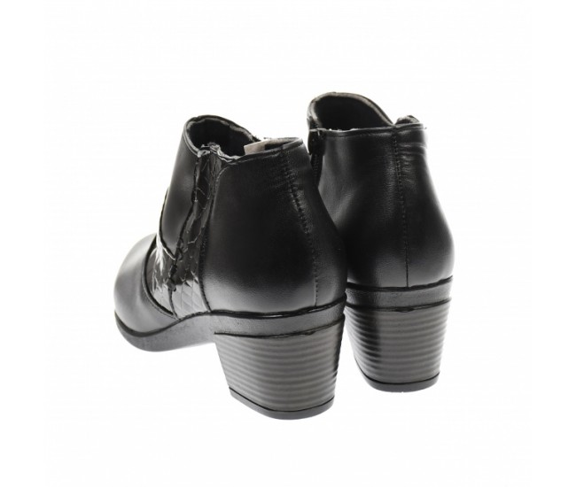 OFERTA marimea 38, 39, 41! Botine dama negre din piele naturala, cu fermoar, LMVS18BT