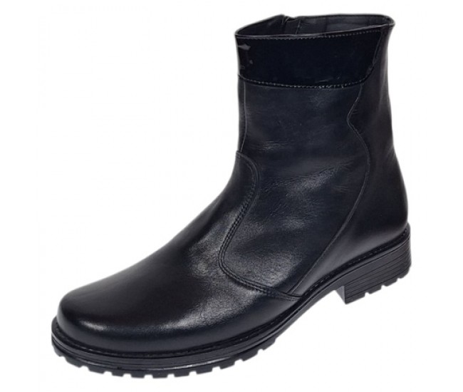 Oferta 38 Ghete dama din piele naturala cu fermoar negre imblanite LMVS21NL