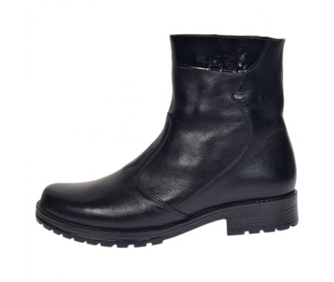 Oferta 38 Ghete dama din piele naturala cu fermoar negre imblanite LMVS21NL