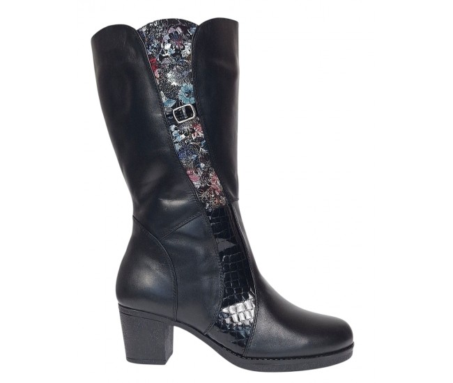 Oferta marimea 38 Cizme dama din piele naturala de culoare neagra Imblanite LMVS31CZM