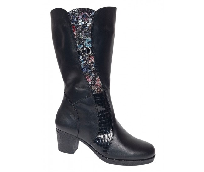 Oferta marimea 38 Cizme dama din piele naturala de culoare neagra Imblanite LMVS31CZM