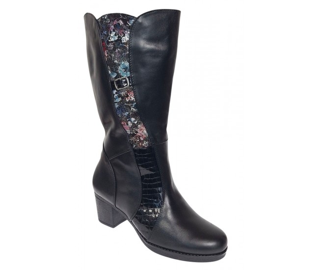 Oferta marimea 38 Cizme dama din piele naturala de culoare neagra Imblanite LMVS31CZM
