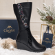 Marimea 36 Cizme dama negre din piele naturala imblanite cu talpa orto LMVS31ORT