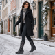 Marimea 36 Cizme dama negre din piele naturala imblanite cu talpa orto LMVS31ORT