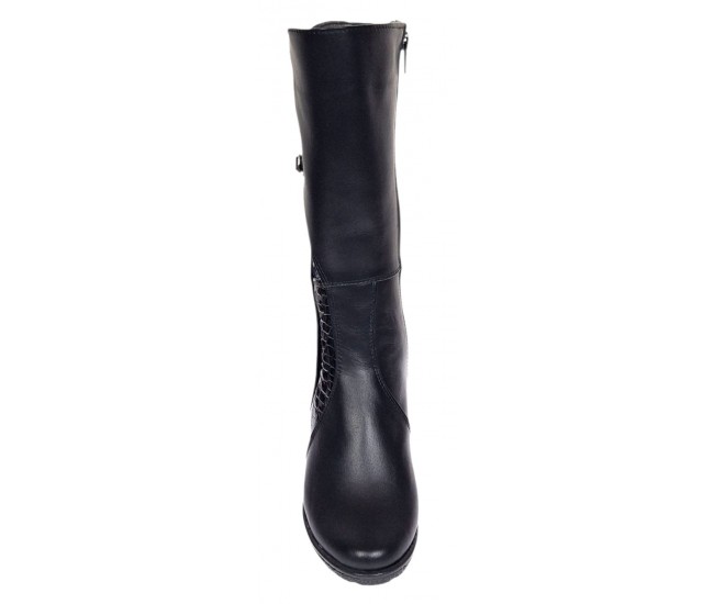 Marimea 36 Cizme dama negre din piele naturala imblanite cu talpa orto LMVS31ORT