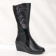 Marimea 36 Cizme dama negre din piele naturala imblanite cu talpa orto LMVS31ORT