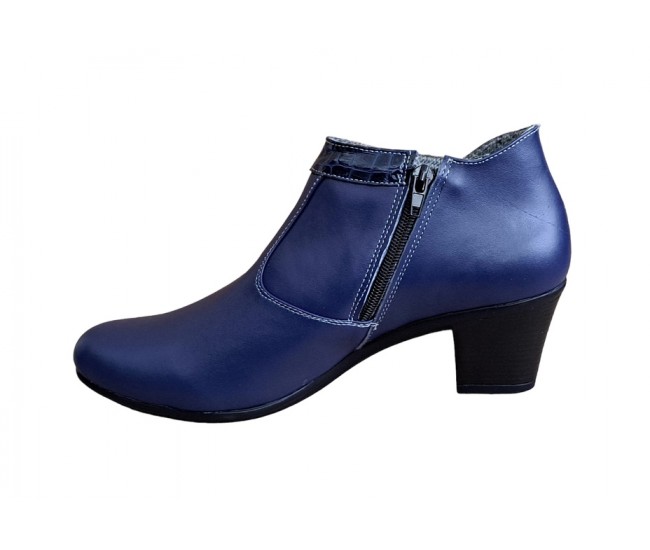 Oferta marimea 39 - Ghetute dama din piele naturala, cu fermoar, bleumarin - LMVS5BL