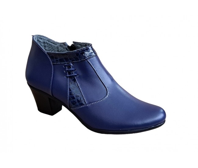 Oferta marimea 39 - Ghetute dama din piele naturala, cu fermoar, bleumarin - LMVS5BL