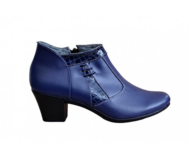 Oferta marimea 39 - Ghetute dama din piele naturala, cu fermoar, bleumarin - LMVS5BL