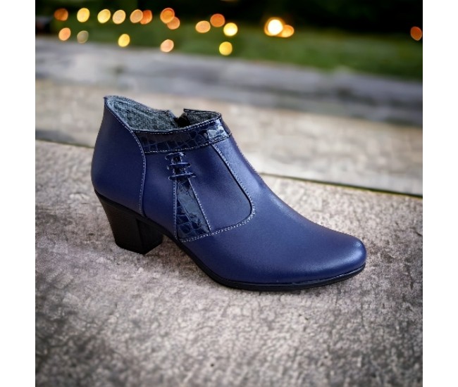 Oferta marimea 39 - Ghetute dama din piele naturala, cu fermoar, bleumarin - LMVS5BL