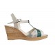 OFERTA MARIMEA 38  - Sandale dama din piele naturala, cu platforme de 7 cm, alb - verde, LMVS71AV