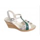 OFERTA MARIMEA 38  - Sandale dama din piele naturala, cu platforme de 7 cm, alb - verde, LMVS71AV