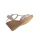 Oferta 39- Sandale dama din piele naturala, cu platforme de 7 cm, Bej, LMVS71BBOXCOL