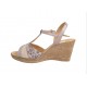 Oferta 39- Sandale dama din piele naturala, cu platforme de 7 cm, Bej, LMVS71BBOXCOL
