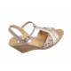 Oferta 39- Sandale dama din piele naturala, cu platforme de 7 cm, Bej, LMVS71BBOXCOL