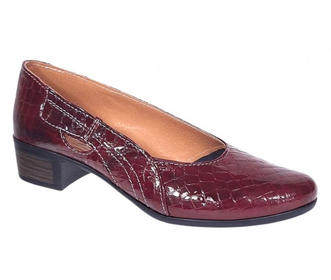 Marimea 40 Pantofi dama din piele naturala Croco Lac Bordeaux - LMVSP1CRV