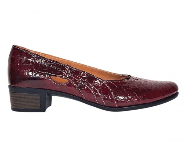 Marimea 40 Pantofi dama din piele naturala Croco Lac Bordeaux - LMVSP1CRV