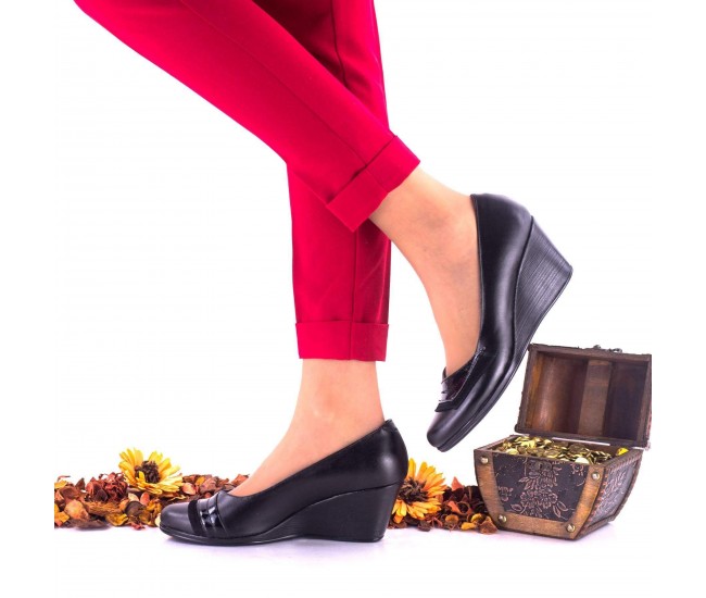 Oferta marimea 39, 40-  Pantofi dama, casual, din piele naturala cu platforme de 6cm LNA115NPSL