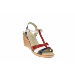 Oferta marimea 37,  40 -  Sandale dama din piele naturala, bleumarin, alb, rosu - LNA134RAI