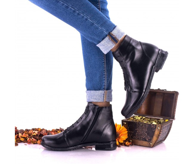 Oferta marimea 40 - Botine dama negre din piele naturala - LNA160NP